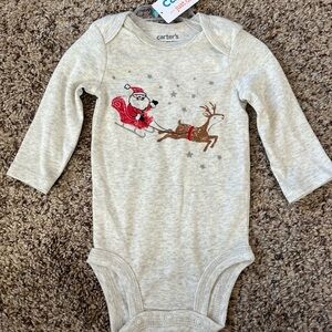 Carter Christmas Onesie - Santa & Reindeer - Gray
